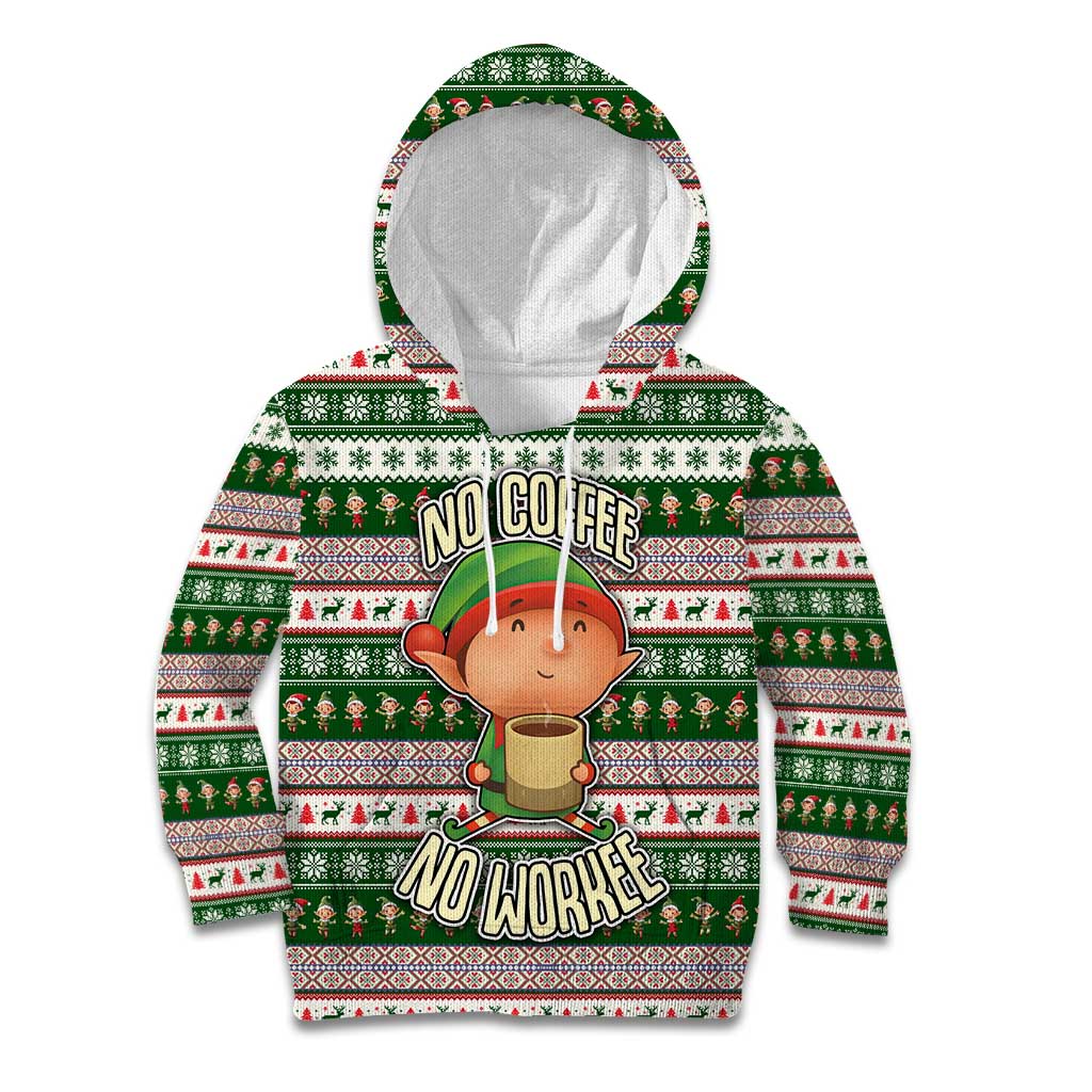 No Coffee No Workee Christmas Design Kid Hoodie Xmas Holiday Patterns - Wonder Print Shop