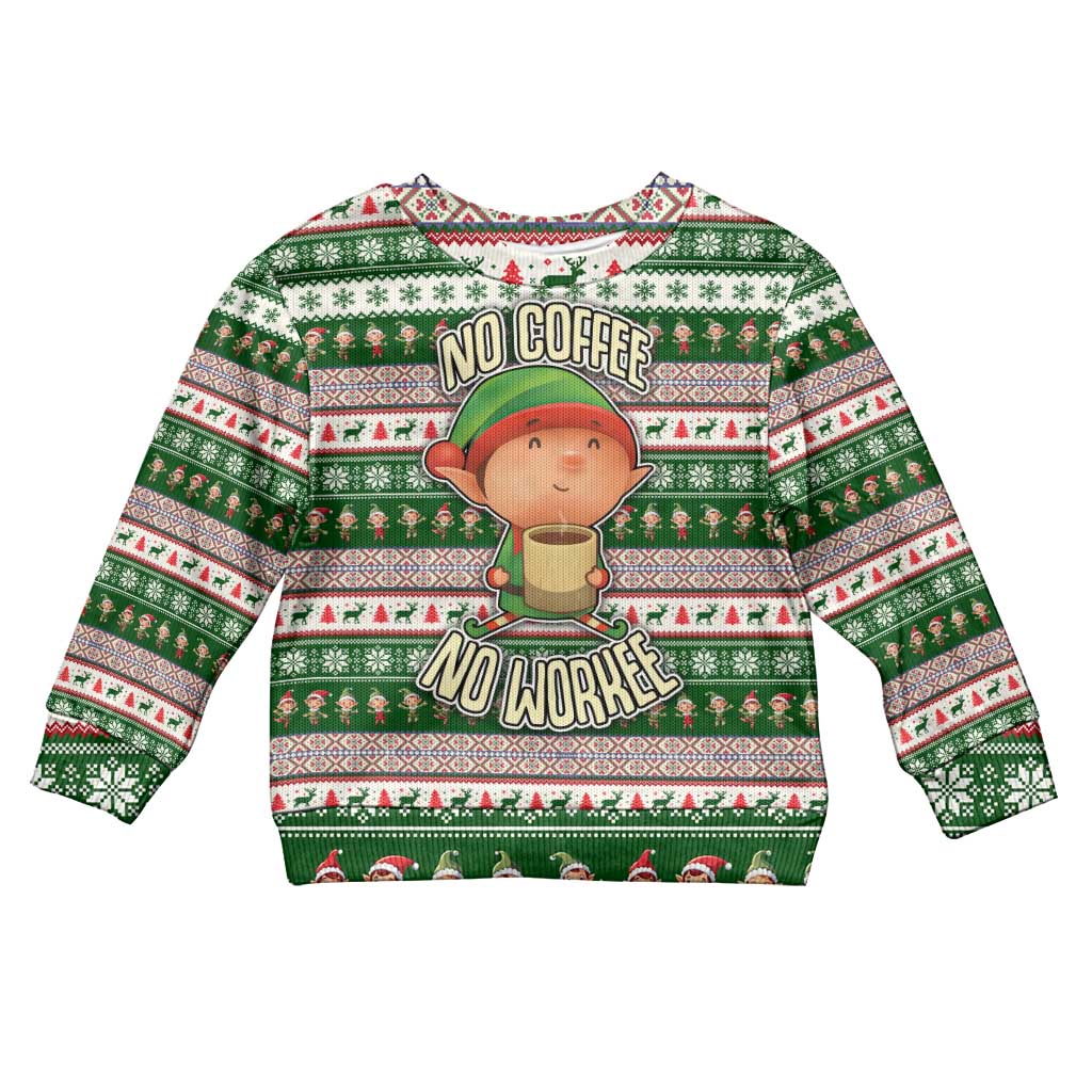 No Coffee No Workee Christmas Design Kid Ugly Christmas Sweater Xmas Holiday Patterns - Wonder Print Shop