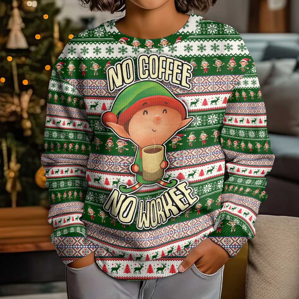 No Coffee No Workee Christmas Design Kid Ugly Christmas Sweater Xmas Holiday Patterns - Wonder Print Shop