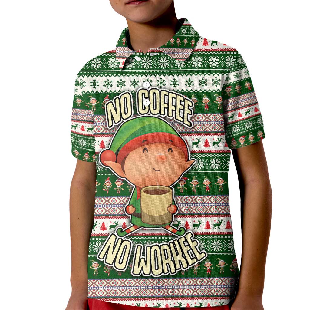 No Coffee No Workee Christmas Design Kid Polo Shirt Xmas Holiday Patterns - Wonder Print Shop