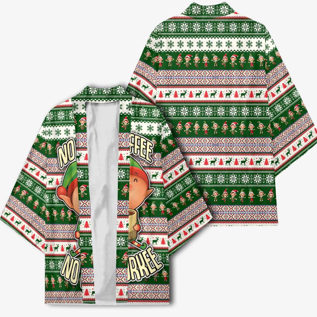 No Coffee No Workee Christmas Design Kimono Xmas Holiday Patterns - Wonder Print Shop