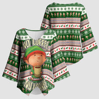 No Coffee No Workee Christmas Design Kimono Sleeve Blouse Xmas Holiday Patterns - Wonder Print Shop