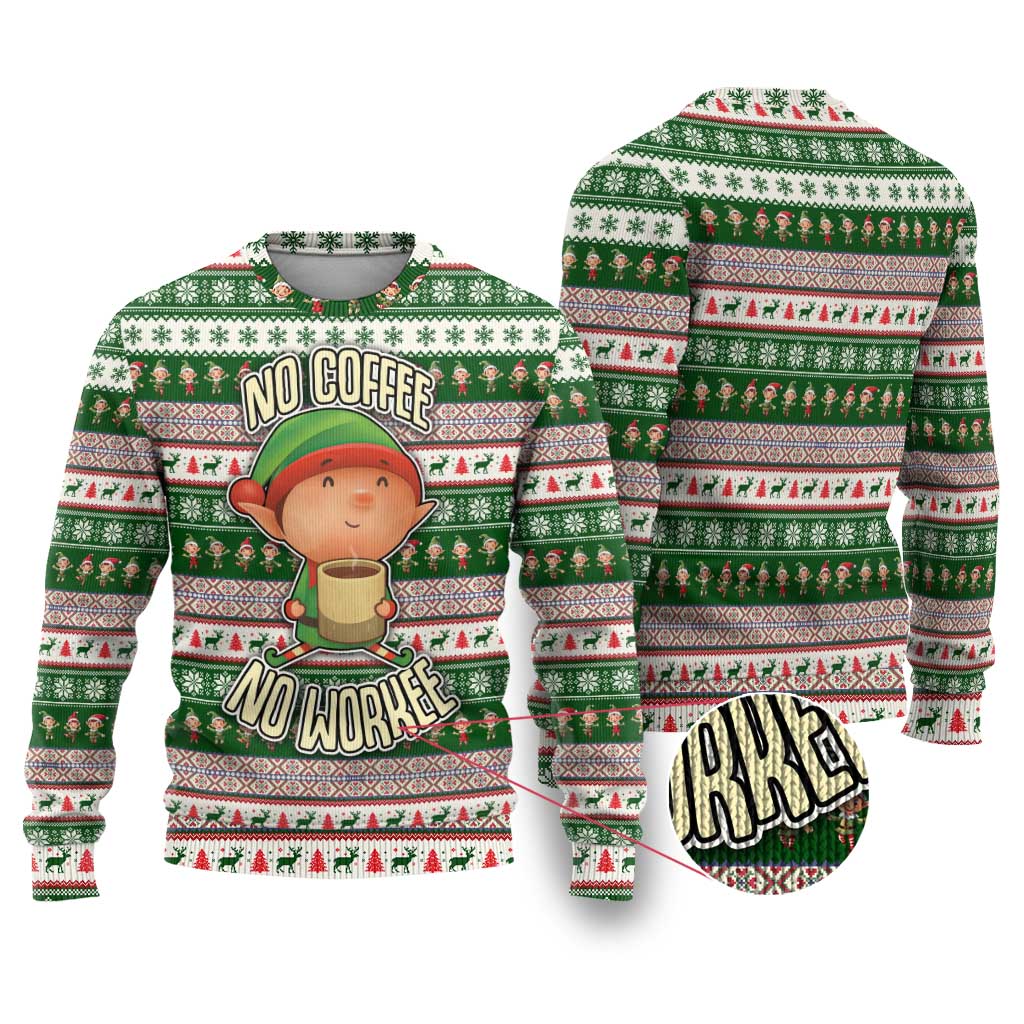 No Coffee No Workee Christmas Design Ugly Christmas Sweater Xmas Holiday Patterns - Wonder Print Shop