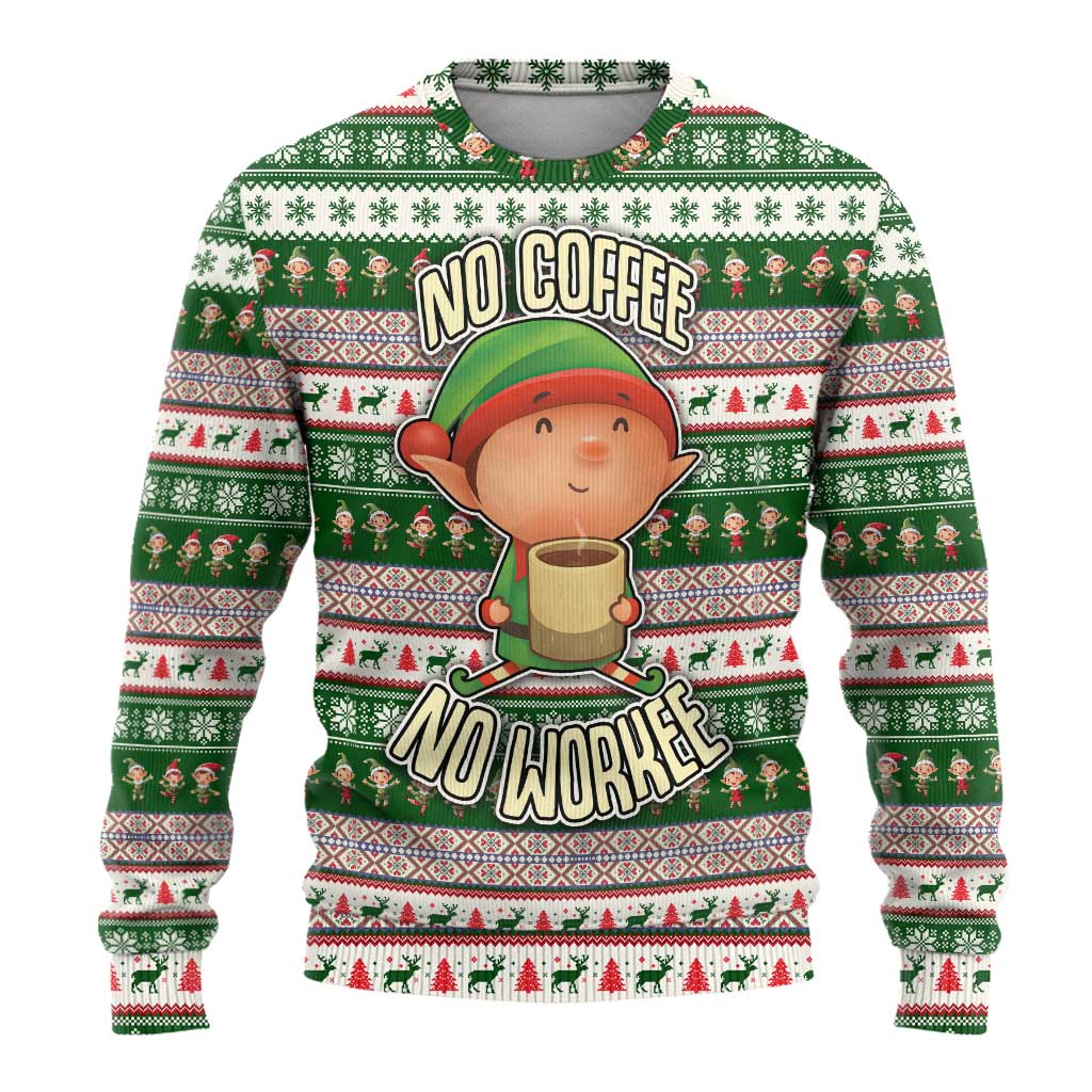 No Coffee No Workee Christmas Design Ugly Christmas Sweater Xmas Holiday Patterns - Wonder Print Shop
