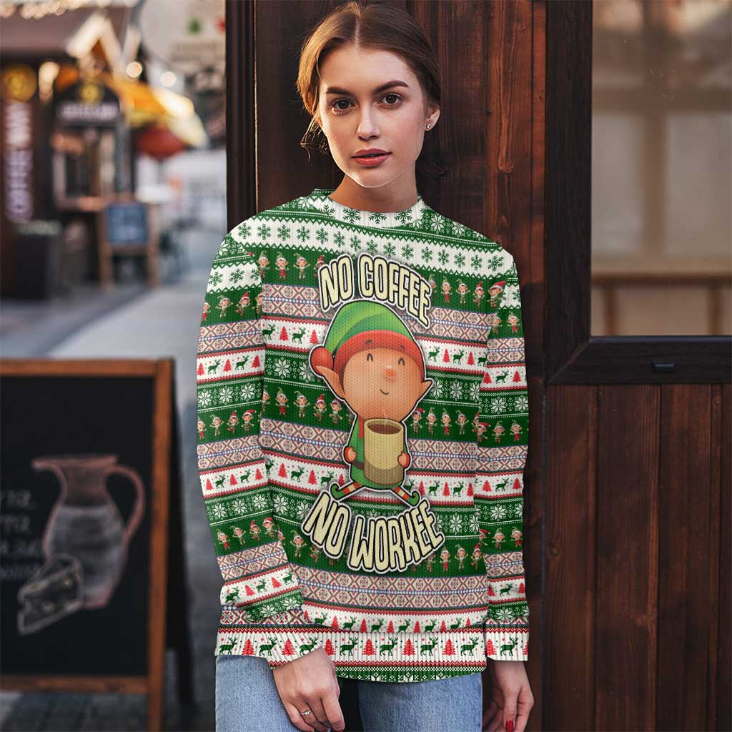 No Coffee No Workee Christmas Design Ugly Christmas Sweater Xmas Holiday Patterns - Wonder Print Shop