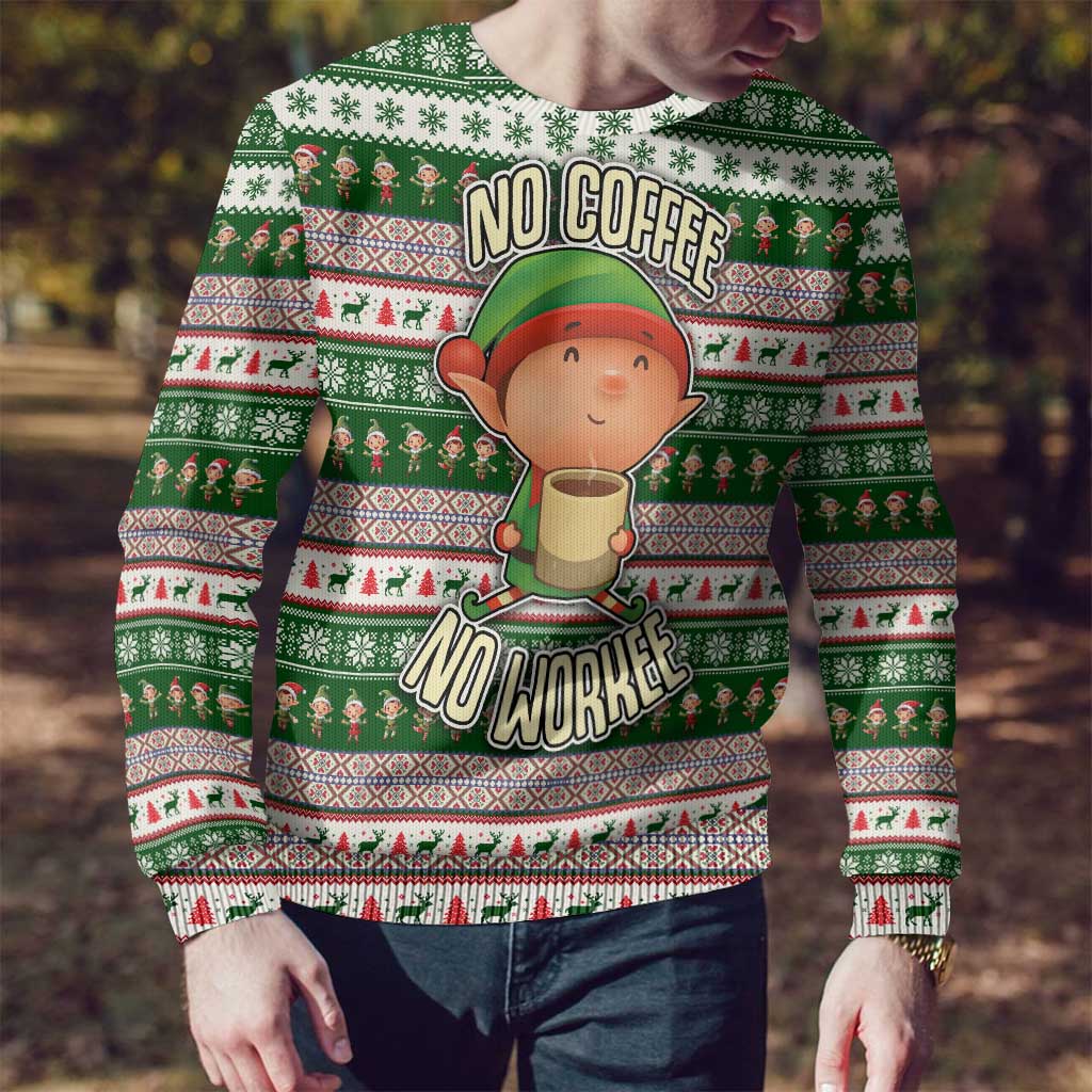 No Coffee No Workee Christmas Design Ugly Christmas Sweater Xmas Holiday Patterns - Wonder Print Shop