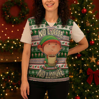 No Coffee No Workee Christmas Design Christmas Knitted V-Neck Vest Xmas Holiday Patterns - Wonder Print Shop