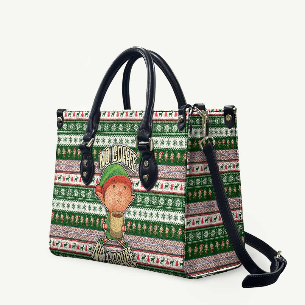 No Coffee No Workee Christmas Design Leather Bag Xmas Holiday Patterns - Wonder Print Shop
