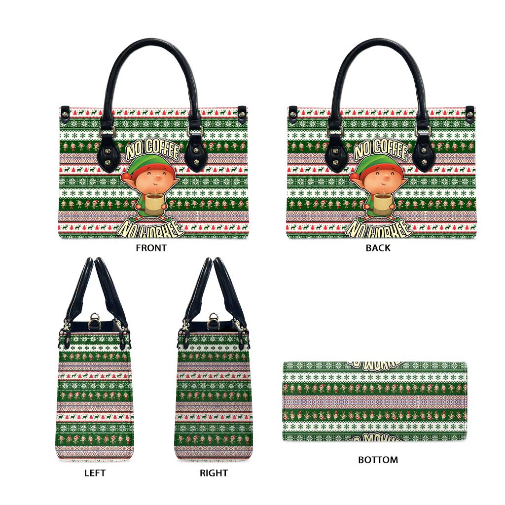 No Coffee No Workee Christmas Design Leather Bag Xmas Holiday Patterns - Wonder Print Shop