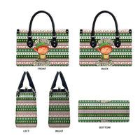 No Coffee No Workee Christmas Design Leather Bag Xmas Holiday Patterns - Wonder Print Shop