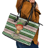 No Coffee No Workee Christmas Design Leather Tote Bag Xmas Holiday Patterns - Wonder Print Shop