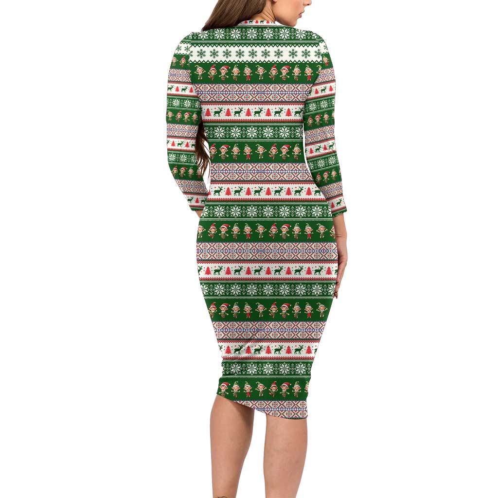 No Coffee No Workee Christmas Design Long Sleeve Bodycon Dress Xmas Holiday Patterns - Wonder Print Shop