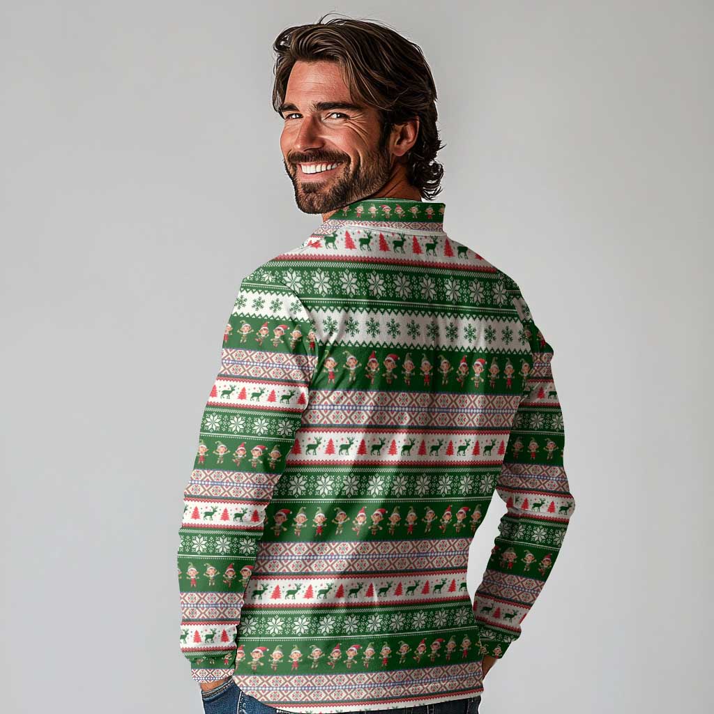 No Coffee No Workee Christmas Design Long Sleeve Polo Shirt Xmas Holiday Patterns - Wonder Print Shop