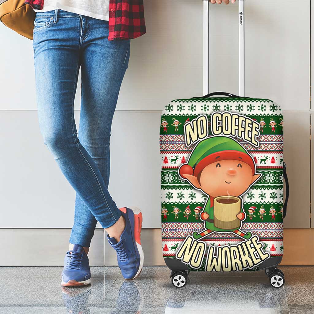 No Coffee No Workee Christmas Design Luggage Cover Xmas Holiday Patterns - Wonder Print Shop