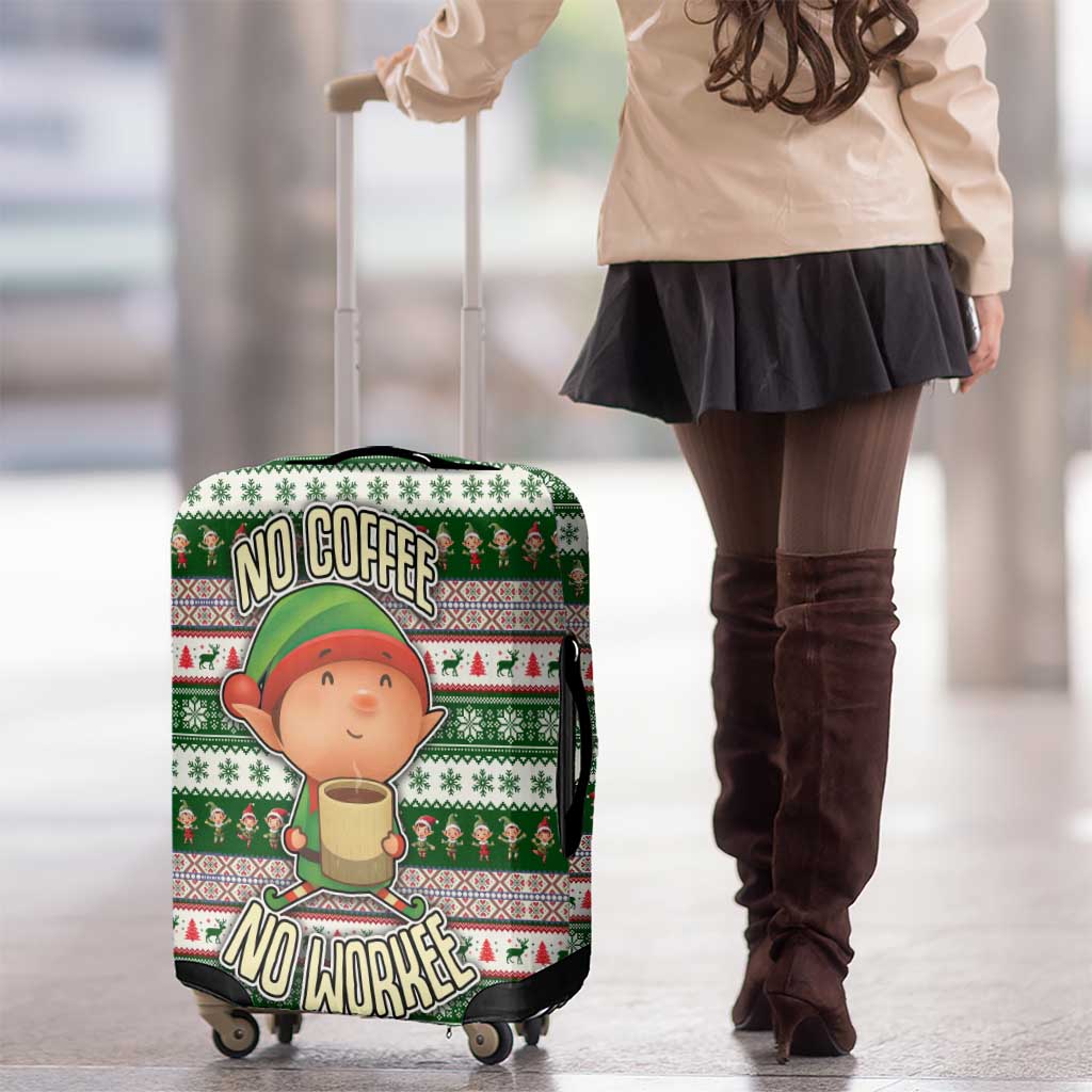 No Coffee No Workee Christmas Design Luggage Cover Xmas Holiday Patterns - Wonder Print Shop