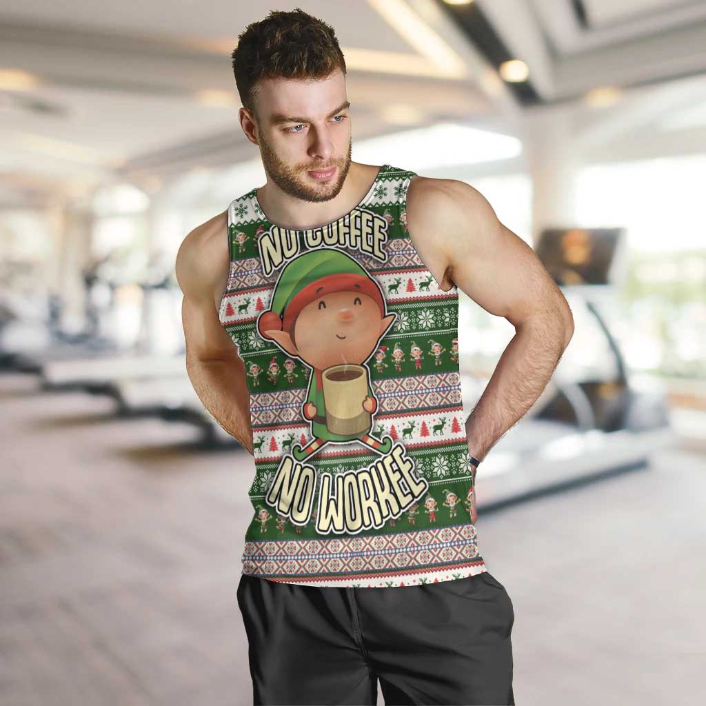 No Coffee No Workee Christmas Design Men Tank Top Xmas Holiday Patterns - Wonder Print Shop