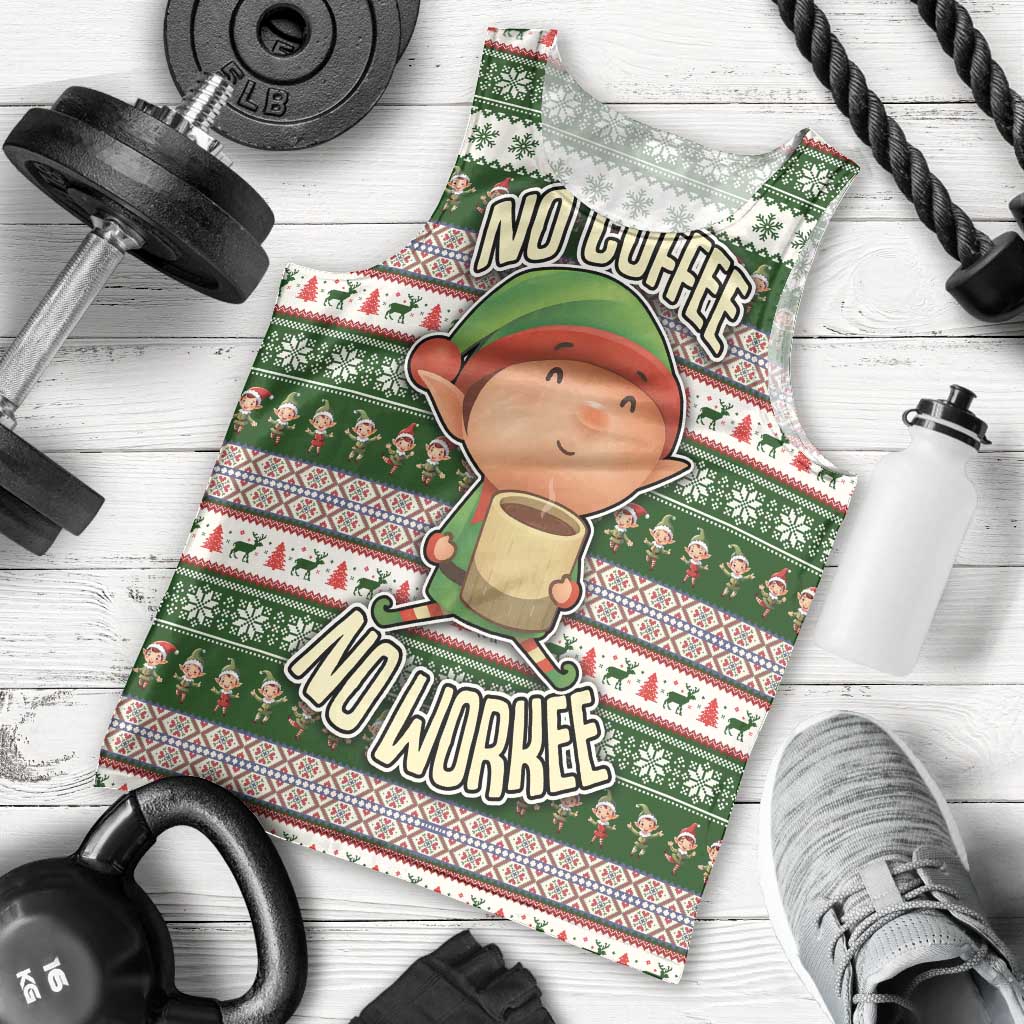 No Coffee No Workee Christmas Design Men Tank Top Xmas Holiday Patterns - Wonder Print Shop