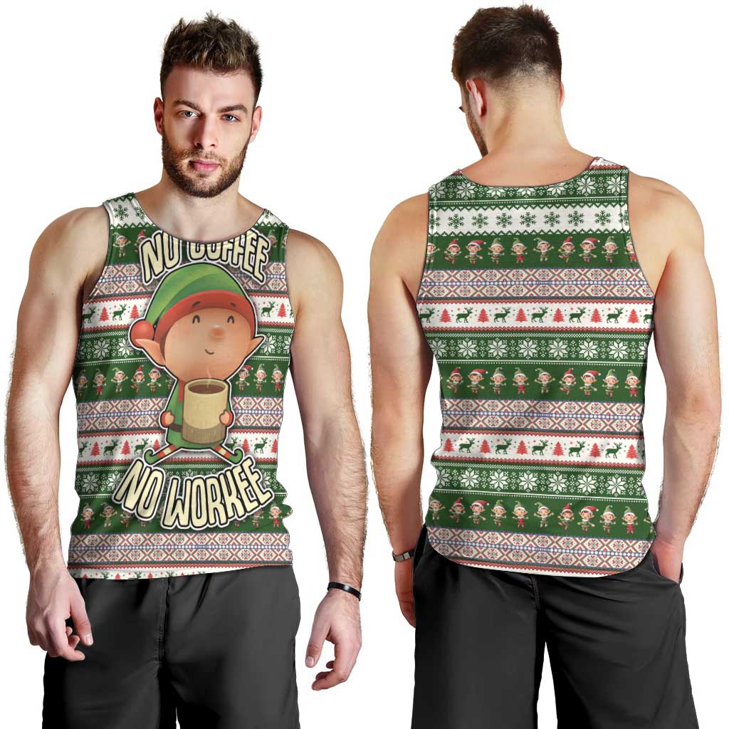 No Coffee No Workee Christmas Design Men Tank Top Xmas Holiday Patterns - Wonder Print Shop