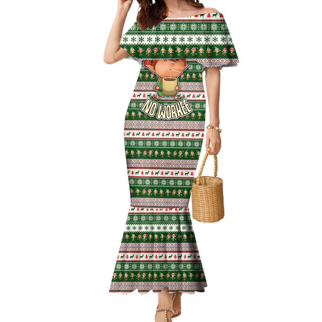 No Coffee No Workee Christmas Design Mermaid Dress Xmas Holiday Patterns - Wonder Print Shop