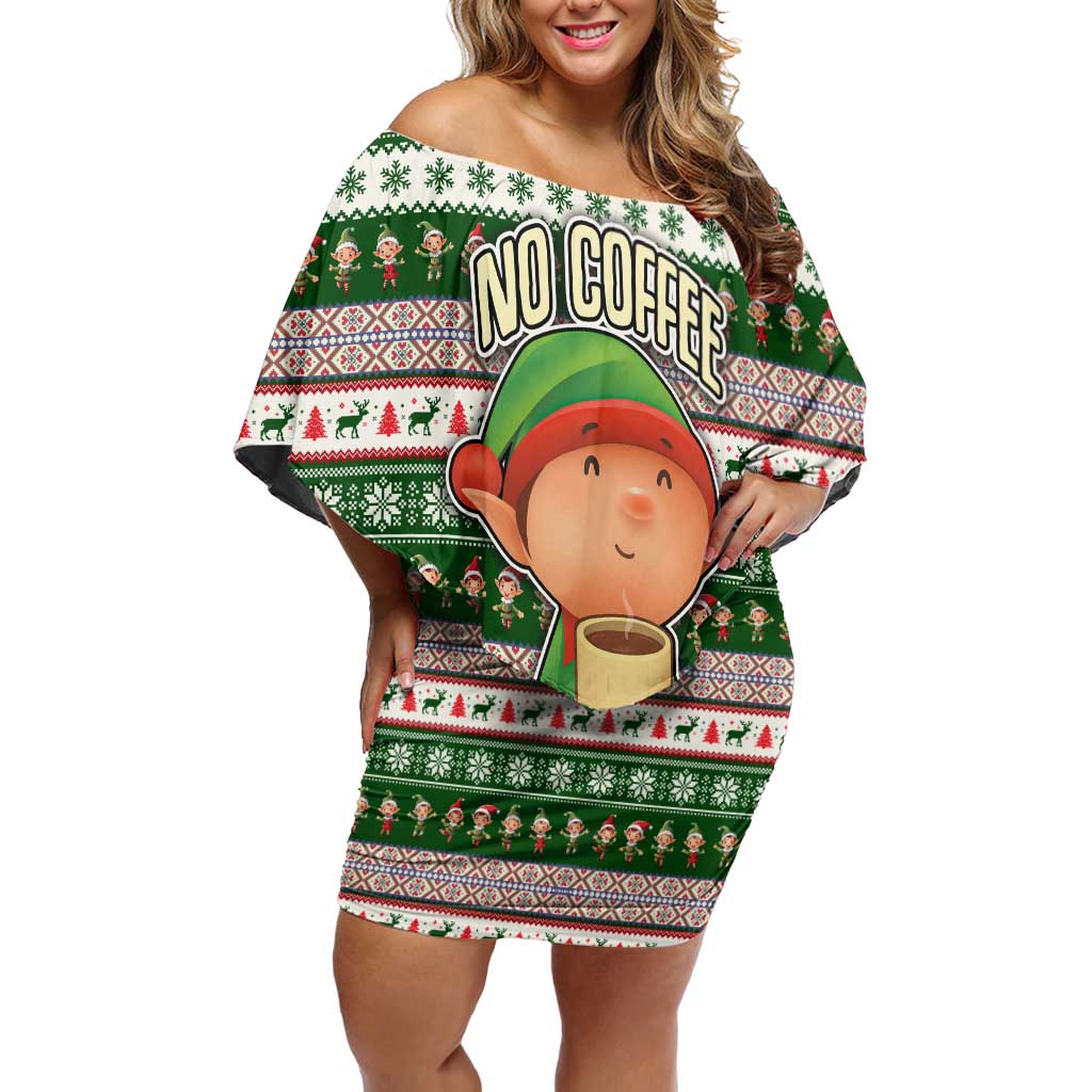 No Coffee No Workee Christmas Design Off Shoulder Short Dress Xmas Holiday Patterns - Wonder Print Shop