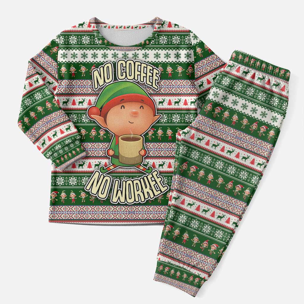 No Coffee No Workee Christmas Design Christmas Pajama Set Xmas Holiday Patterns - Wonder Print Shop