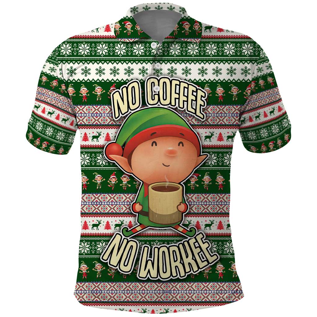 No Coffee No Workee Christmas Design Polo Shirt Xmas Holiday Patterns - Wonder Print Shop