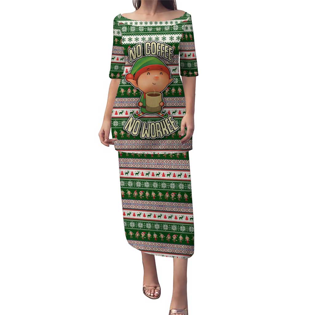 No Coffee No Workee Christmas Design Puletasi Xmas Holiday Patterns - Wonder Print Shop