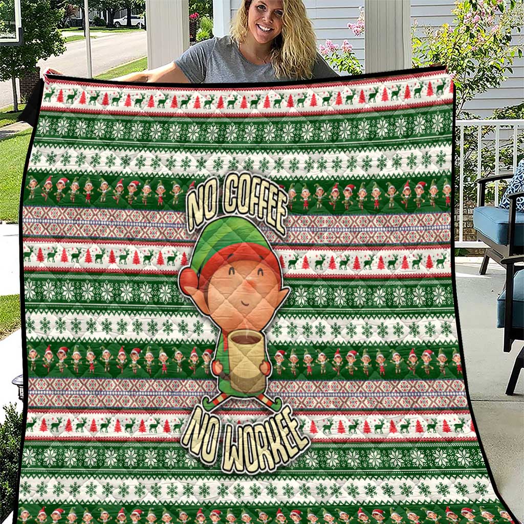 No Coffee No Workee Christmas Design Quilt Xmas Holiday Patterns - Wonder Print Shop