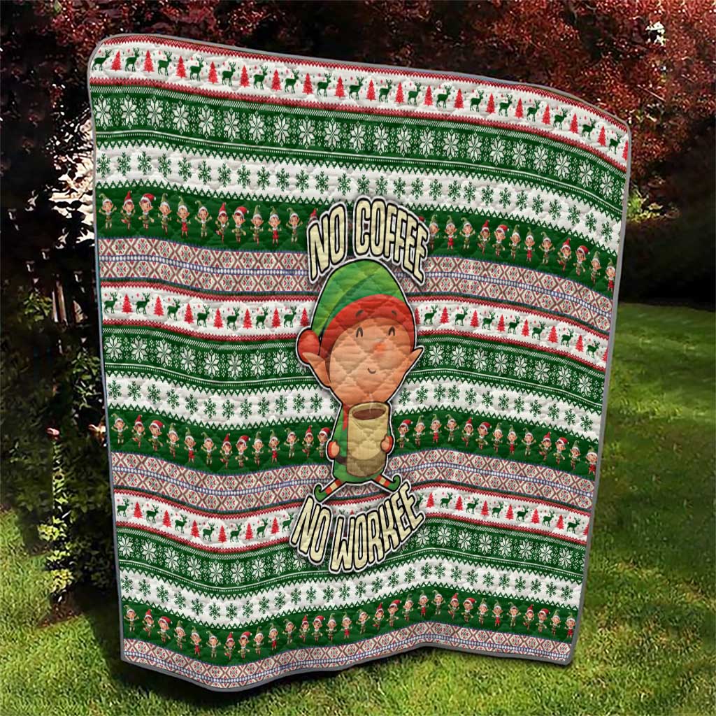 No Coffee No Workee Christmas Design Quilt Xmas Holiday Patterns - Wonder Print Shop