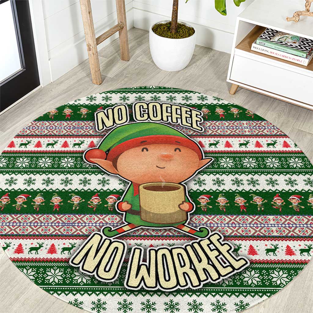No Coffee No Workee Christmas Design Round Carpet Xmas Holiday Patterns - Wonder Print Shop