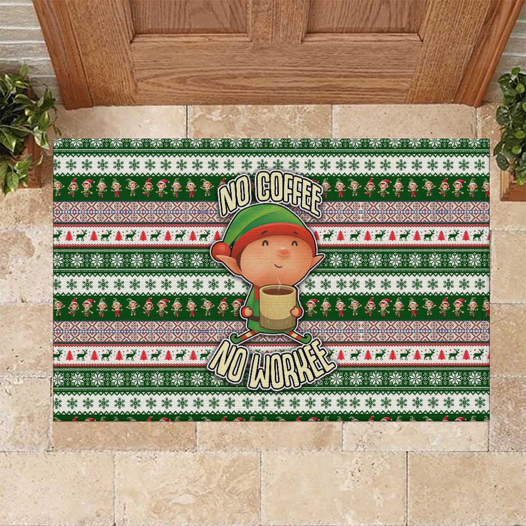 No Coffee No Workee Christmas Design Rubber Doormat Xmas Holiday Patterns - Wonder Print Shop
