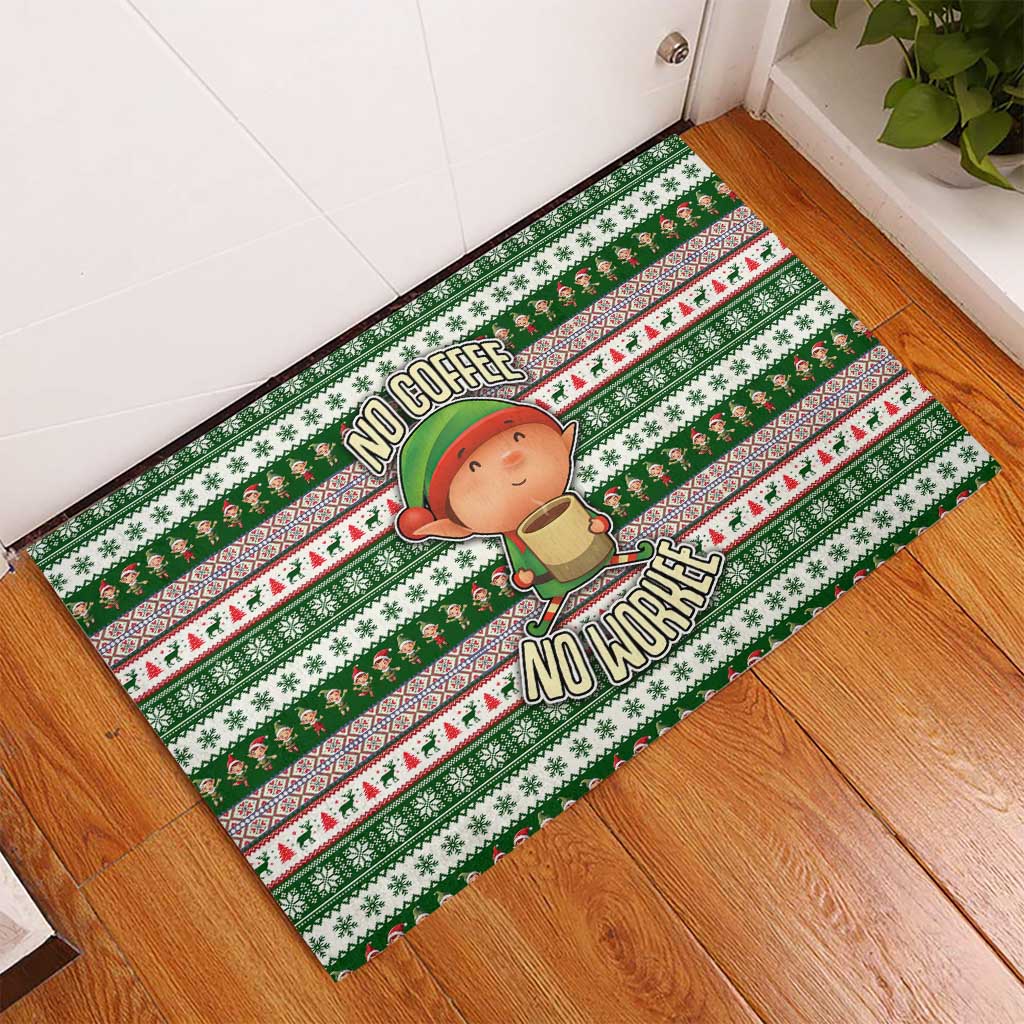 No Coffee No Workee Christmas Design Rubber Doormat Xmas Holiday Patterns - Wonder Print Shop