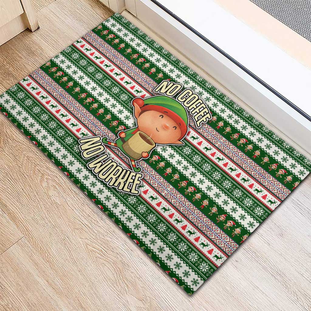 No Coffee No Workee Christmas Design Rubber Doormat Xmas Holiday Patterns - Wonder Print Shop