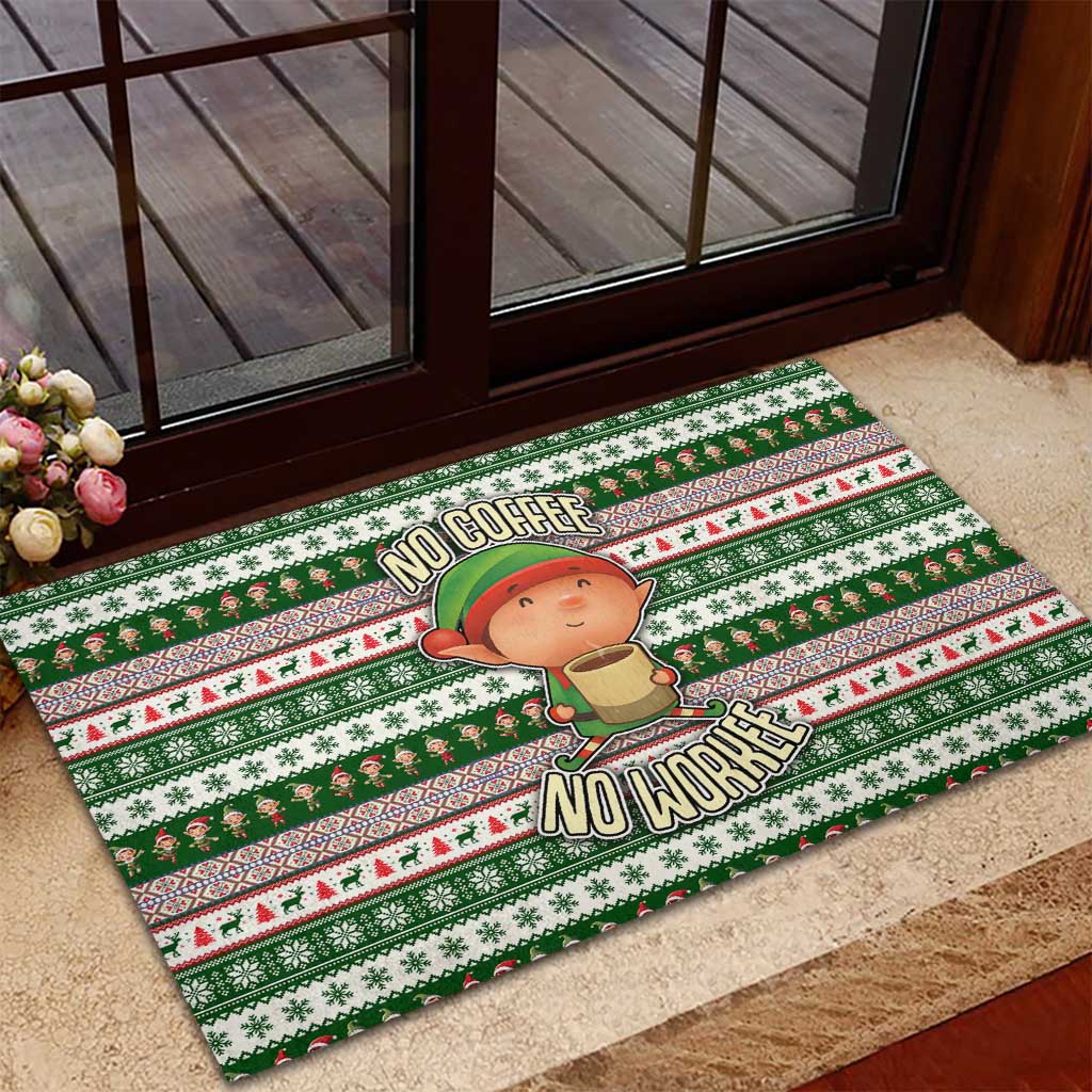 No Coffee No Workee Christmas Design Rubber Doormat Xmas Holiday Patterns - Wonder Print Shop