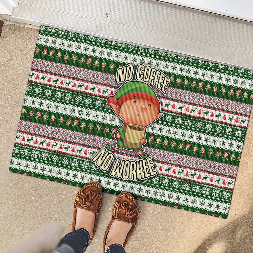 No Coffee No Workee Christmas Design Rubber Doormat Xmas Holiday Patterns - Wonder Print Shop