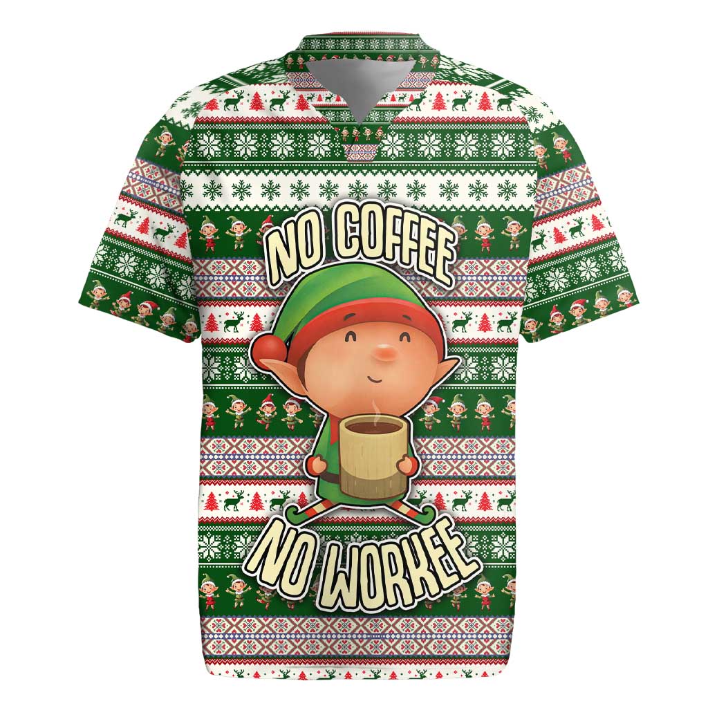 No Coffee No Workee Christmas Design Rugby Jersey Xmas Holiday Patterns - Wonder Print Shop