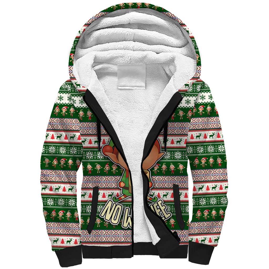 No Coffee No Workee Christmas Design Sherpa Hoodie Xmas Holiday Patterns - Wonder Print Shop