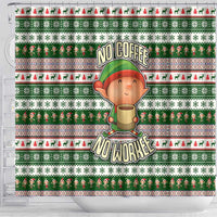 No Coffee No Workee Christmas Design Shower Curtain Xmas Holiday Patterns - Wonder Print Shop