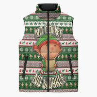 No Coffee No Workee Christmas Design Sleeveless Puffer Jacket Xmas Holiday Patterns - Wonder Print Shop