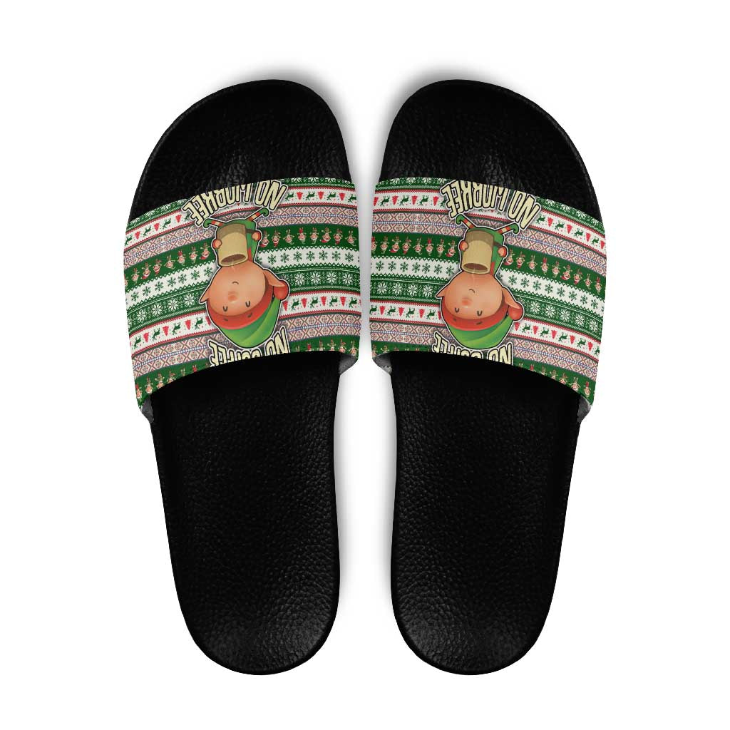 No Coffee No Workee Christmas Design Slide Sandals Xmas Holiday Patterns - Wonder Print Shop