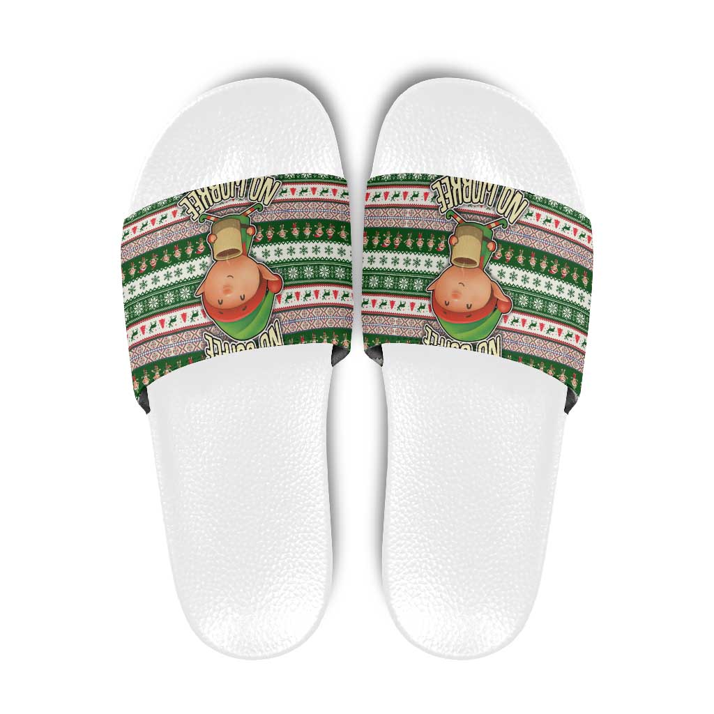 No Coffee No Workee Christmas Design Slide Sandals Xmas Holiday Patterns - Wonder Print Shop