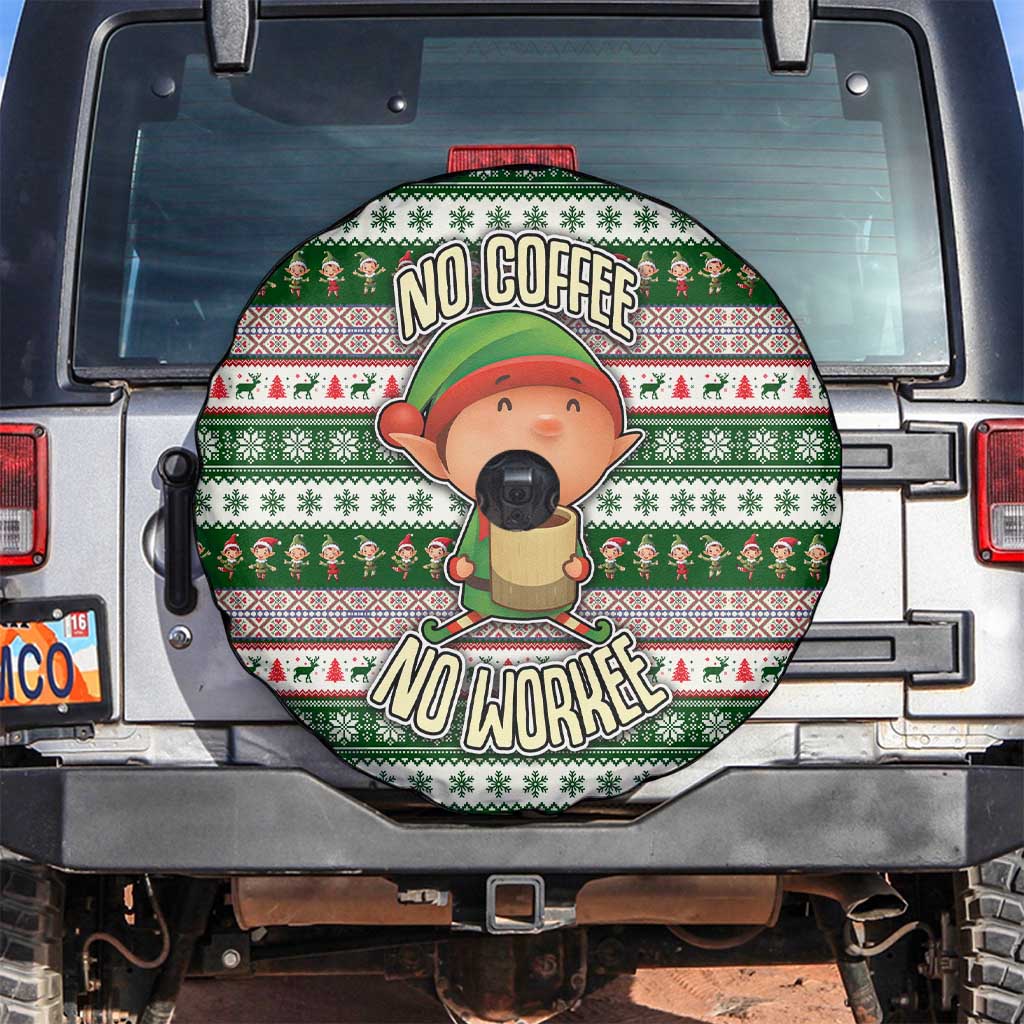 No Coffee No Workee Christmas Design Spare Tire Cover Xmas Holiday Patterns - Wonder Print Shop