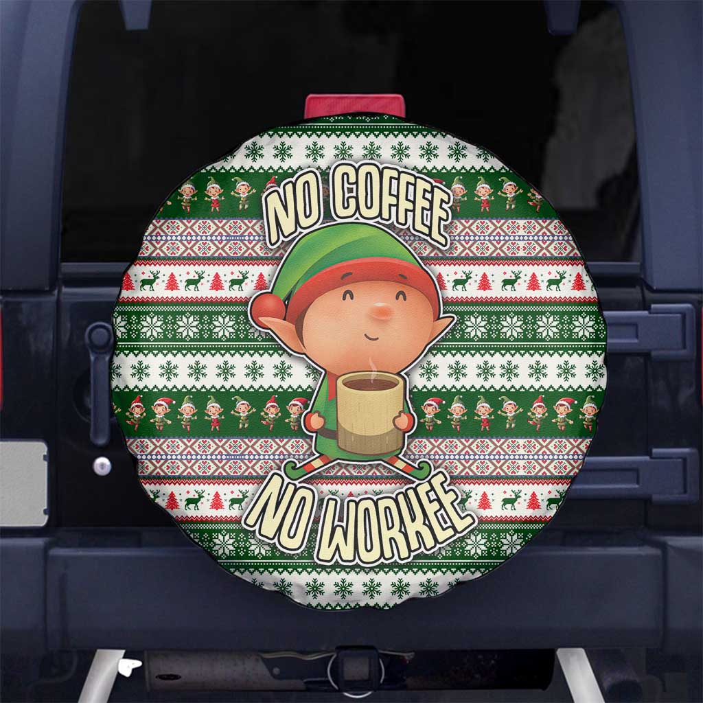 No Coffee No Workee Christmas Design Spare Tire Cover Xmas Holiday Patterns - Wonder Print Shop