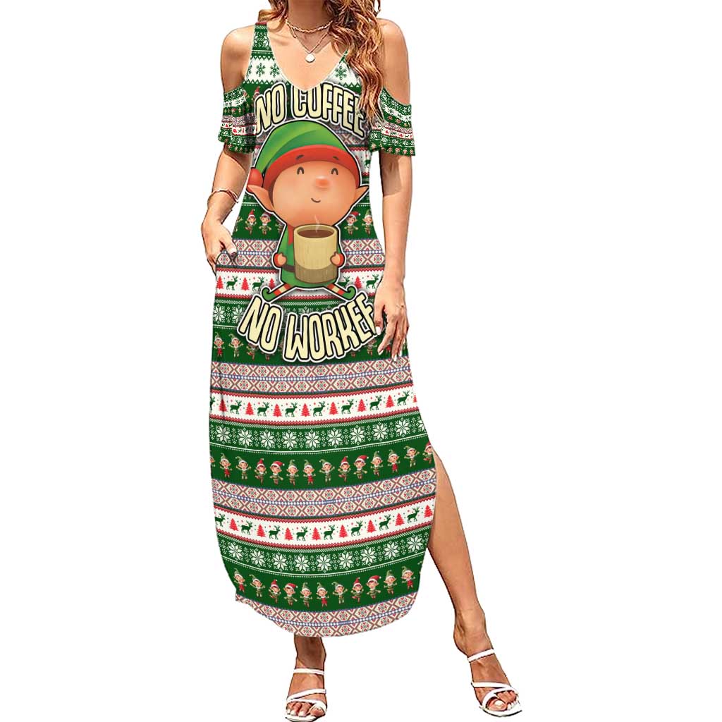 No Coffee No Workee Christmas Design Summer Maxi Dress Xmas Holiday Patterns - Wonder Print Shop