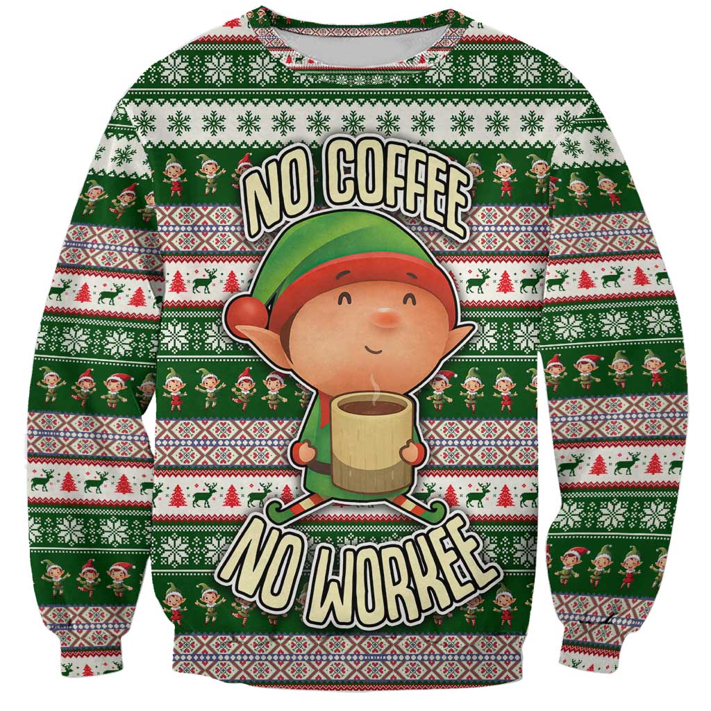 No Coffee No Workee Christmas Design Sweatshirt Xmas Holiday Patterns - Wonder Print Shop