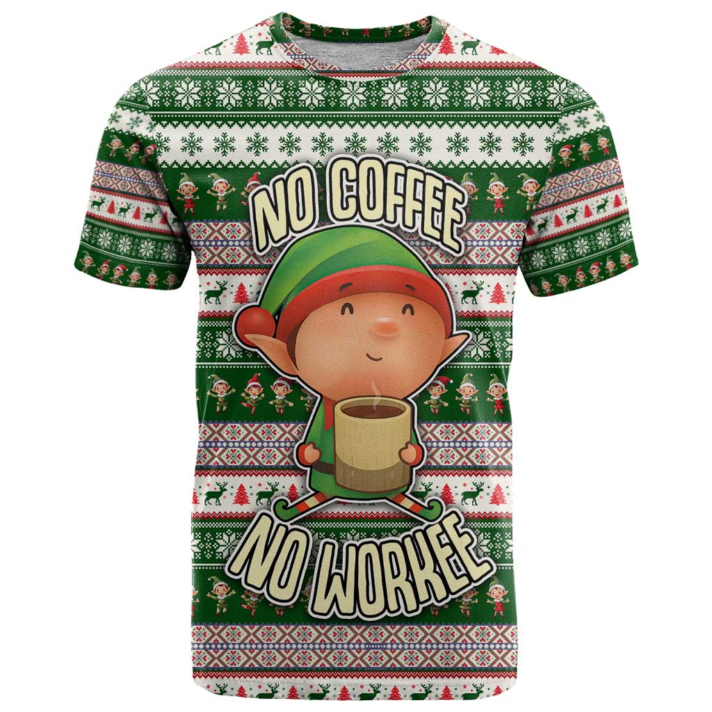 No Coffee No Workee Christmas Design T Shirt Xmas Holiday Patterns - Wonder Print Shop