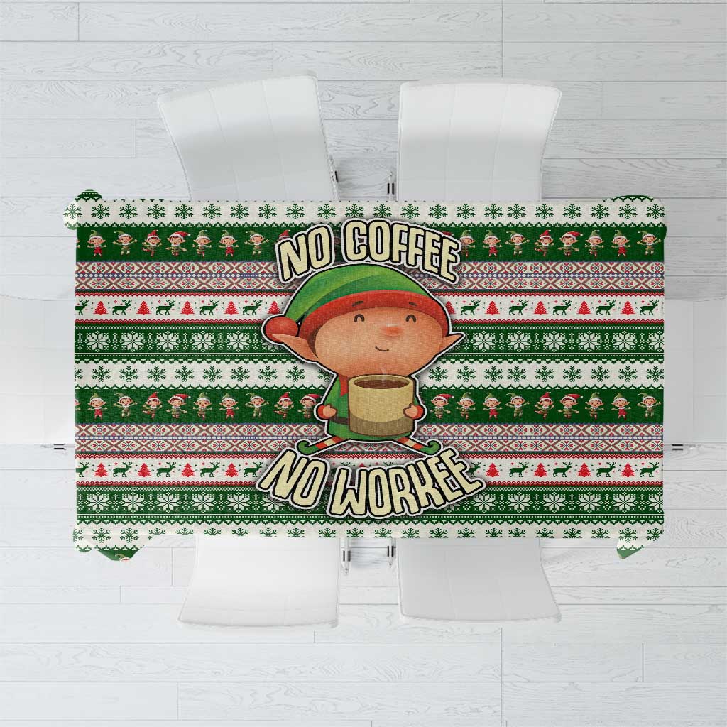 No Coffee No Workee Christmas Design Tablecloth Xmas Holiday Patterns - Wonder Print Shop