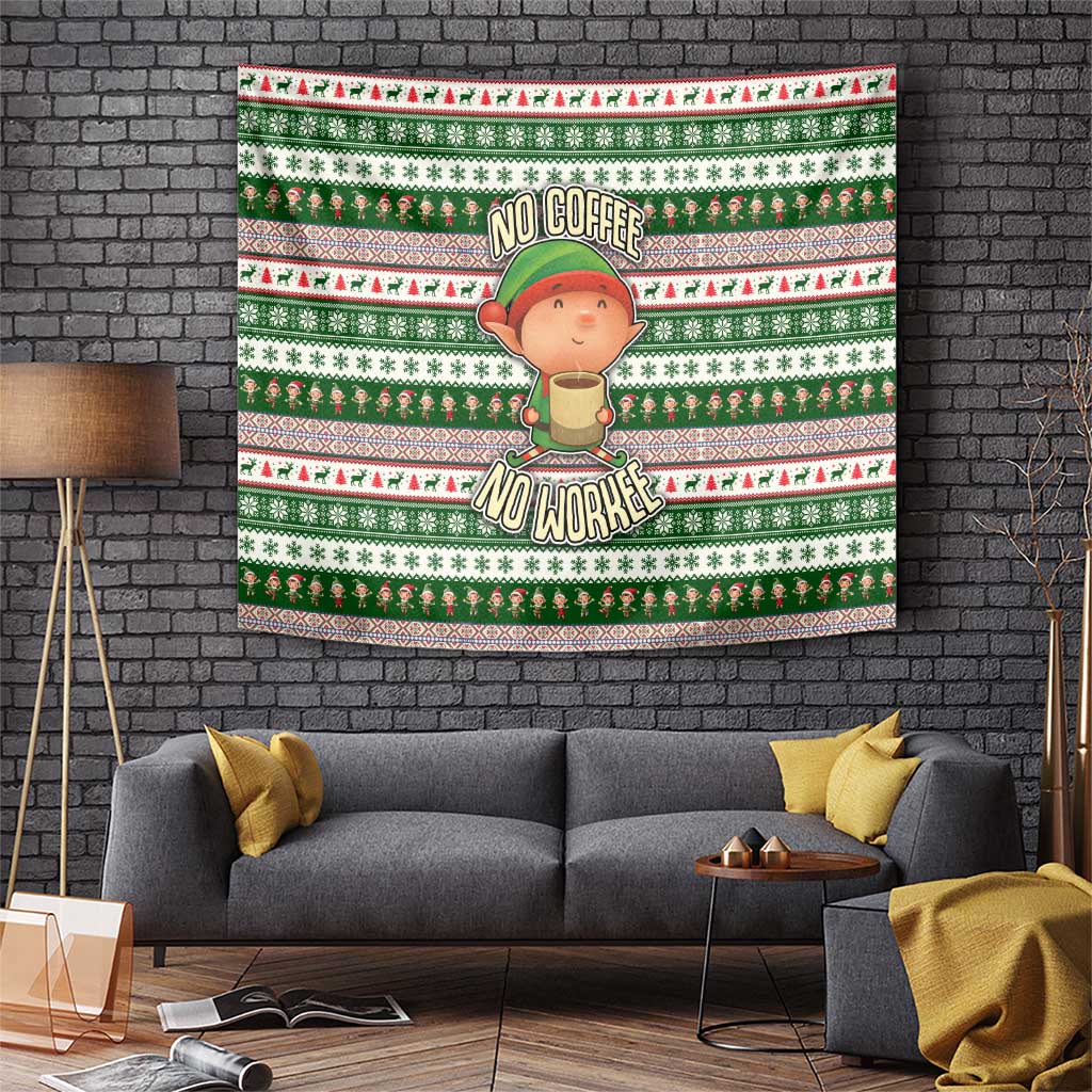 No Coffee No Workee Christmas Design Tapestry Xmas Holiday Patterns - Wonder Print Shop