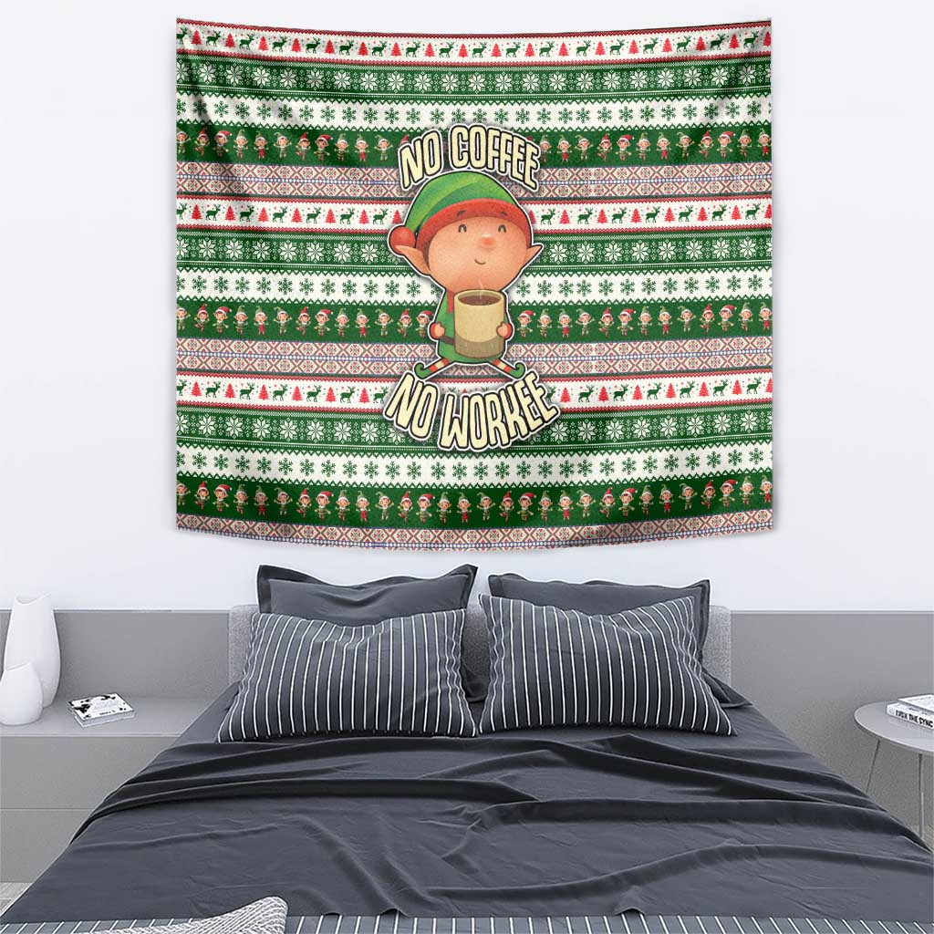 No Coffee No Workee Christmas Design Tapestry Xmas Holiday Patterns - Wonder Print Shop