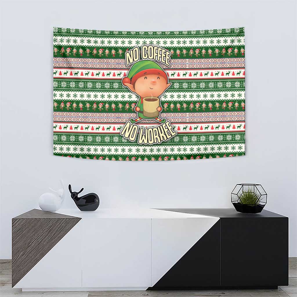 No Coffee No Workee Christmas Design Tapestry Xmas Holiday Patterns - Wonder Print Shop